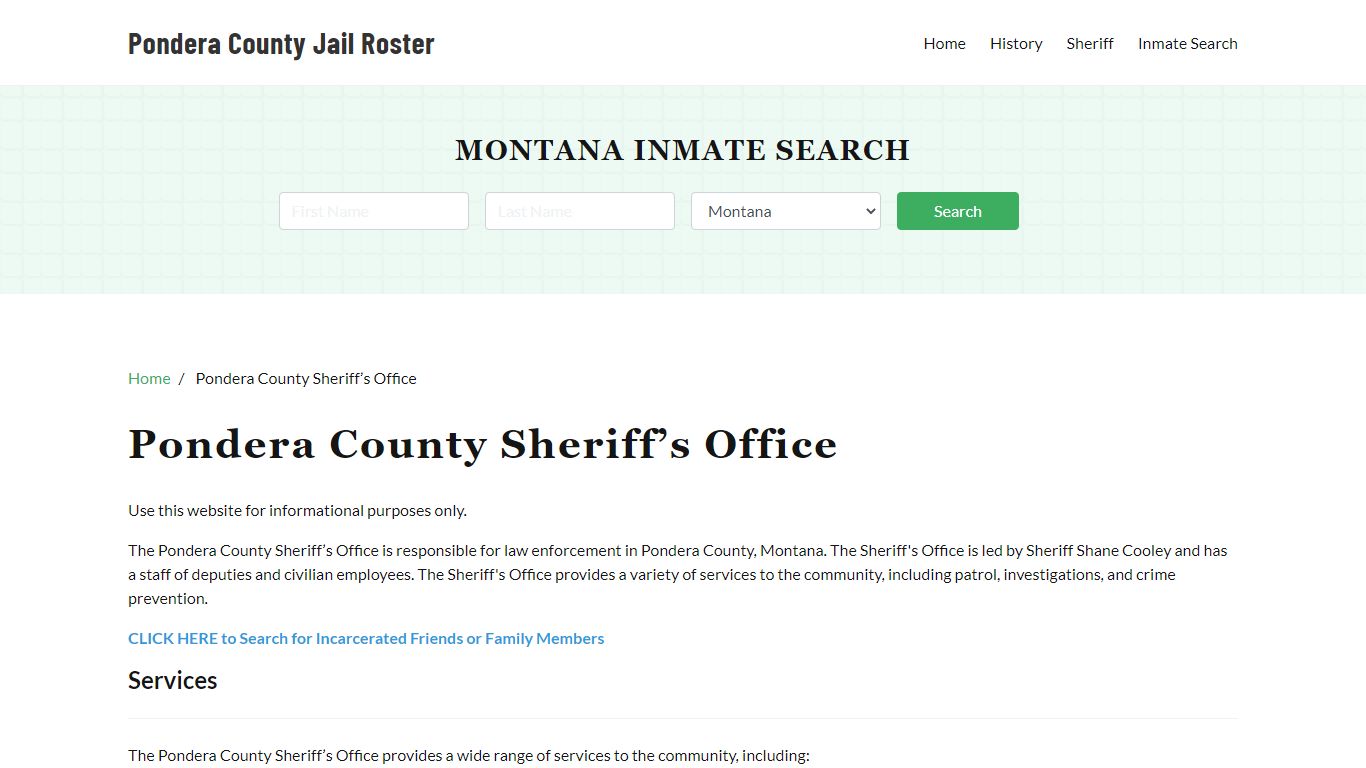 Pondera County Sheriff Office, MT, Arrest Warrants Search