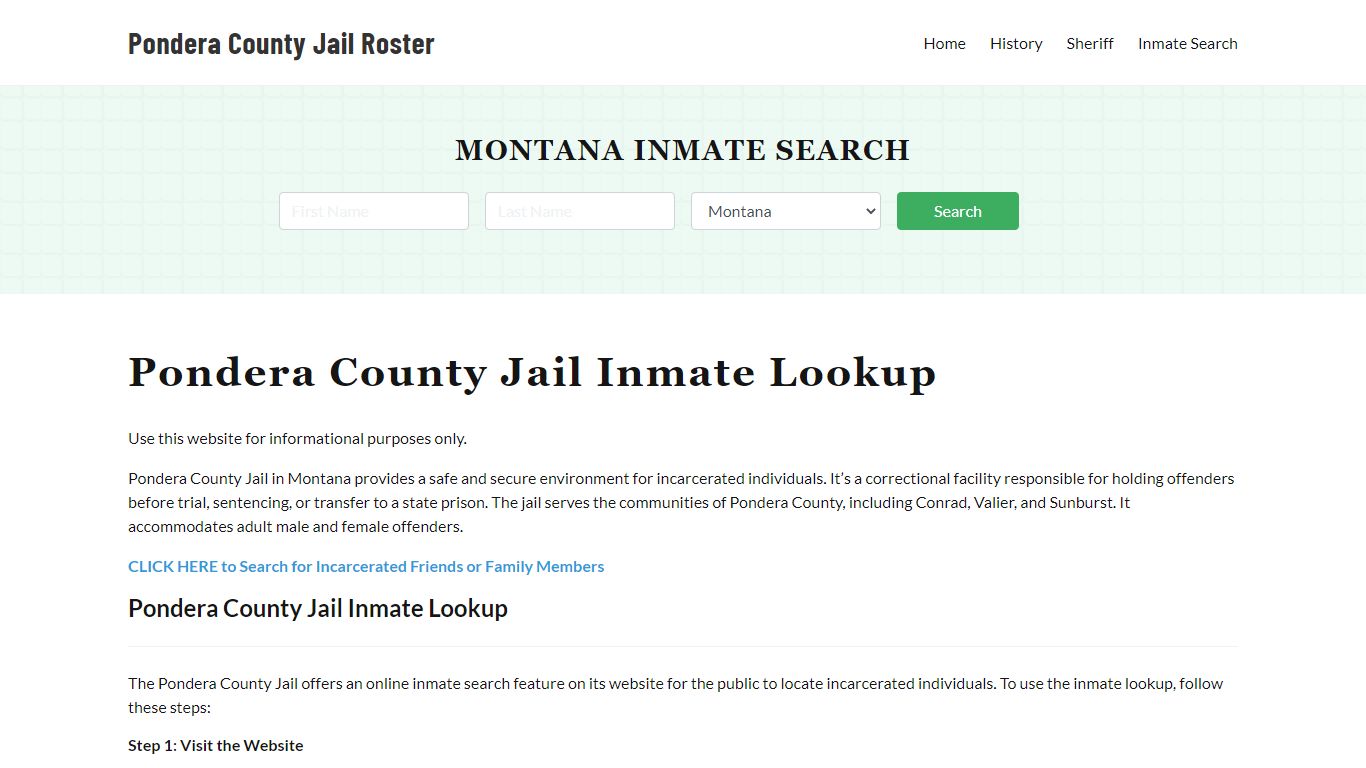 Pondera County Jail Roster Lookup, MT, Inmate Search